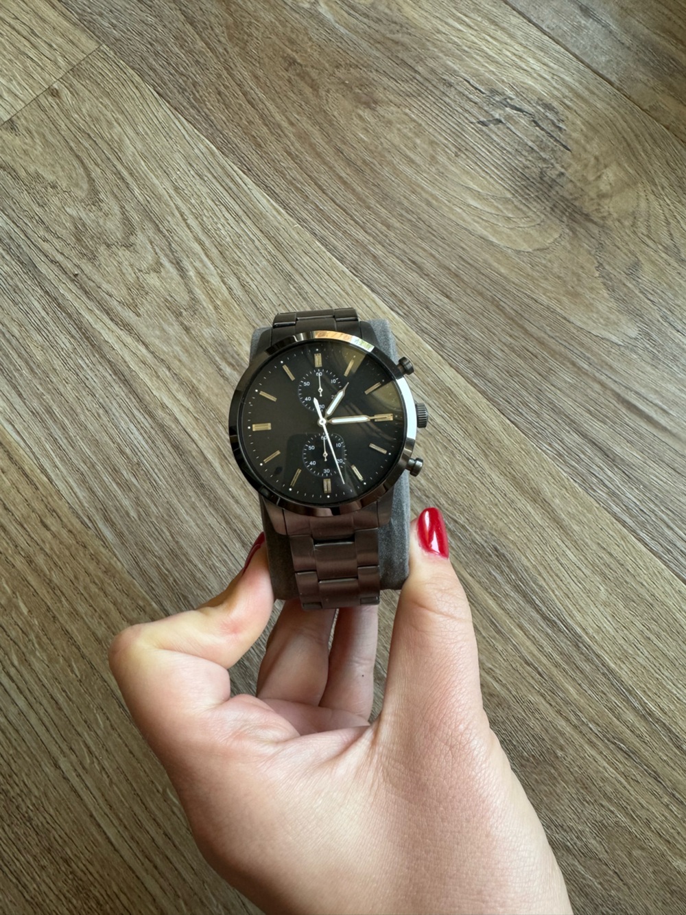 Fossil Men's Gunmetal Chronograph Watch with Black Dial